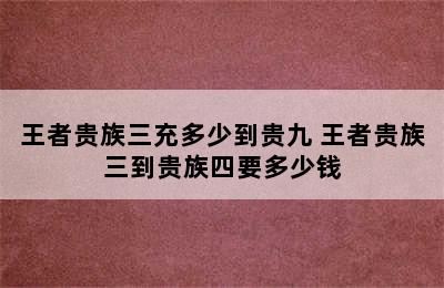 王者贵族三充多少到贵九 王者贵族三到贵族四要多少钱